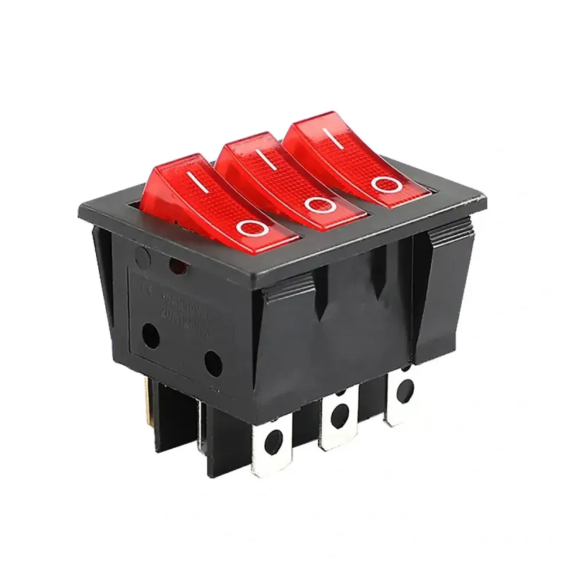 KCD3 ON-OFF Rocker Switch SPST 9 Pin 3-Way 250V 15A - Red KCD3 ON-OFF Rocker Switch SPST 9 Pin 3-Way 250V 15A - Red