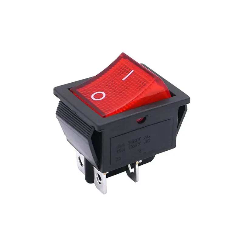 KCD2-201N ON-OFF Rocker Switch DPST 4 Pin 250V 16A - Red