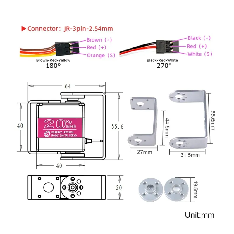 RDS3218 Servo Motor 20kg 180 degree RDS3218 Servo Motor 20kg 180 degree