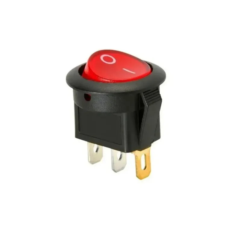 ON-OFF Illuminated Round Rocker Switch 220V 3 Pin - Red Light ON-OFF Illuminated Round Rocker Switch 220V 3 Pin - Red Light