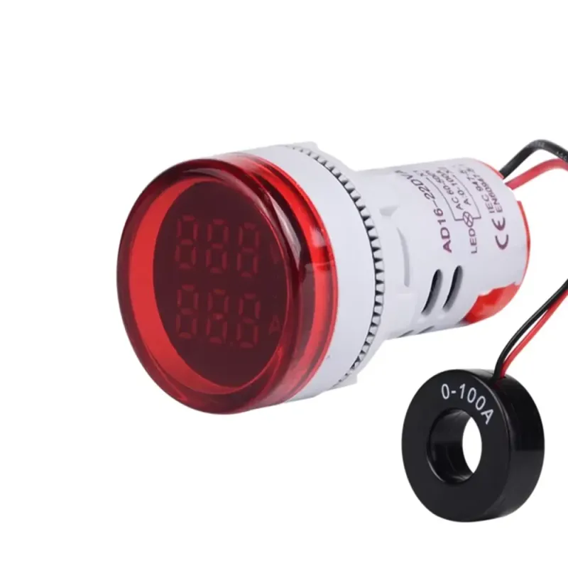 Contor de Curent și Tensiune AC cu Afișaj Dublu cu LED Rotund - 60-500V / 100A - Roșu Contor de Curent și Tensiune AC cu Afișaj Dublu cu LED Rotund - 60-500V / 100A - Roșu