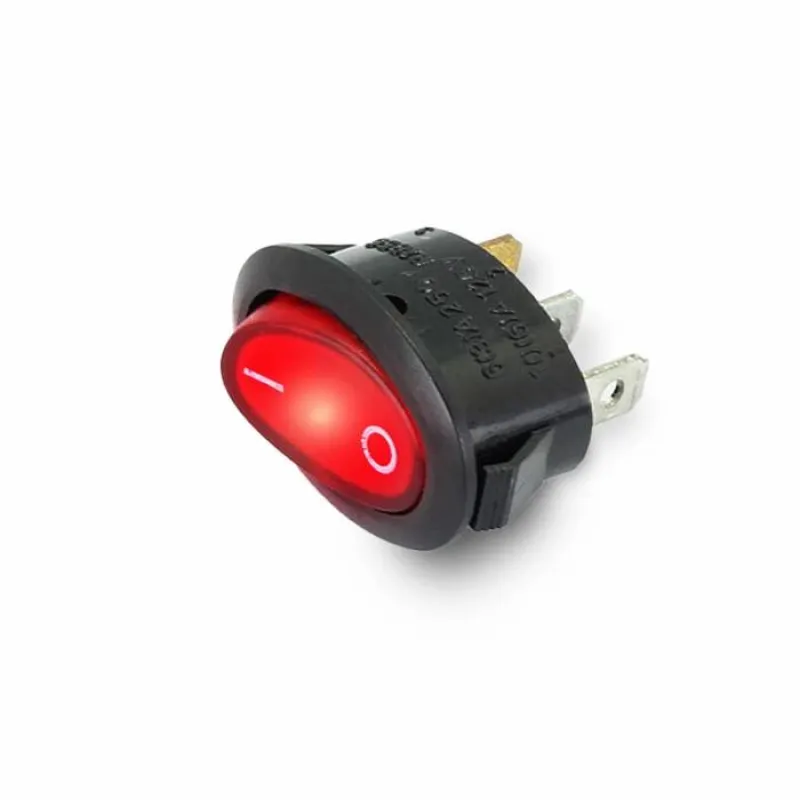 KCD1-9-101N Lighted Elliptic Rocker Switch 250V 6A SPST ON-OFF 3 Pin - Red KCD1-9-101N Lighted Elliptic Rocker Switch 250V 6A SPST ON-OFF 3 Pin - Red