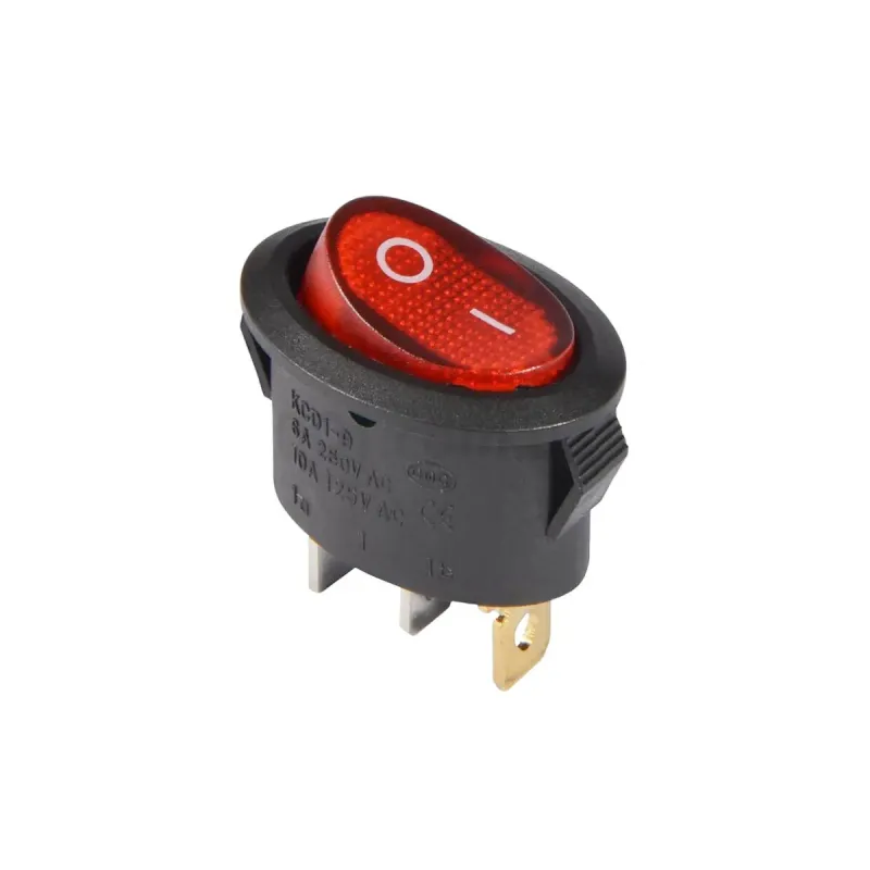 KCD1-9-101N Lighted Elliptic Rocker Switch 250V 6A SPST ON-OFF 3 Pin - Red KCD1-9-101N Lighted Elliptic Rocker Switch 250V 6A SPST ON-OFF 3 Pin - Red