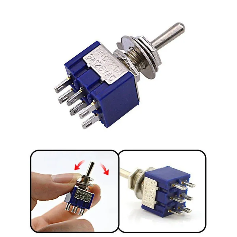 MTS-202 Întrerupător Basculant 250V 3A DPDT ON-ON MTS-202 Întrerupător Basculant 250V 3A DPDT ON-ON
