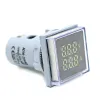 Contor de Curent și Tensiune AC cu Afișaj Dublu cu LED Pătrat - 60-500V / 100A - Alb