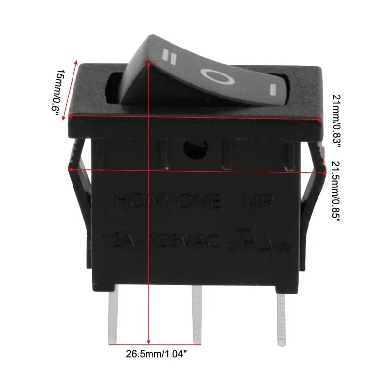 KCD1-103 Comutator Basculant SPDT 3 Căi 21x15 mm - Negru KCD1-103 Comutator Basculant SPDT 3 Căi 21x15 mm - Negru