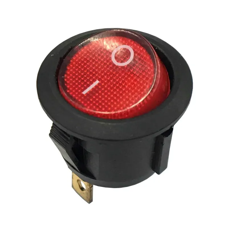 ON-OFF Illuminated Round Rocker Switch 220V 3 Pin - Red Light ON-OFF Illuminated Round Rocker Switch 220V 3 Pin - Red Light