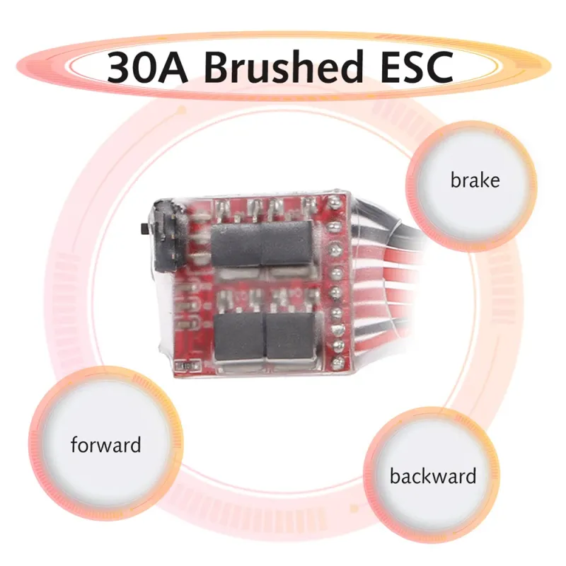 30A Brushed ESC Electronic Speed Controller With Brake Switchable for RC Car Boat Tank 30A Brushed ESC Electronic Speed Controller With Brake Switchable for RC Car Boat Tank