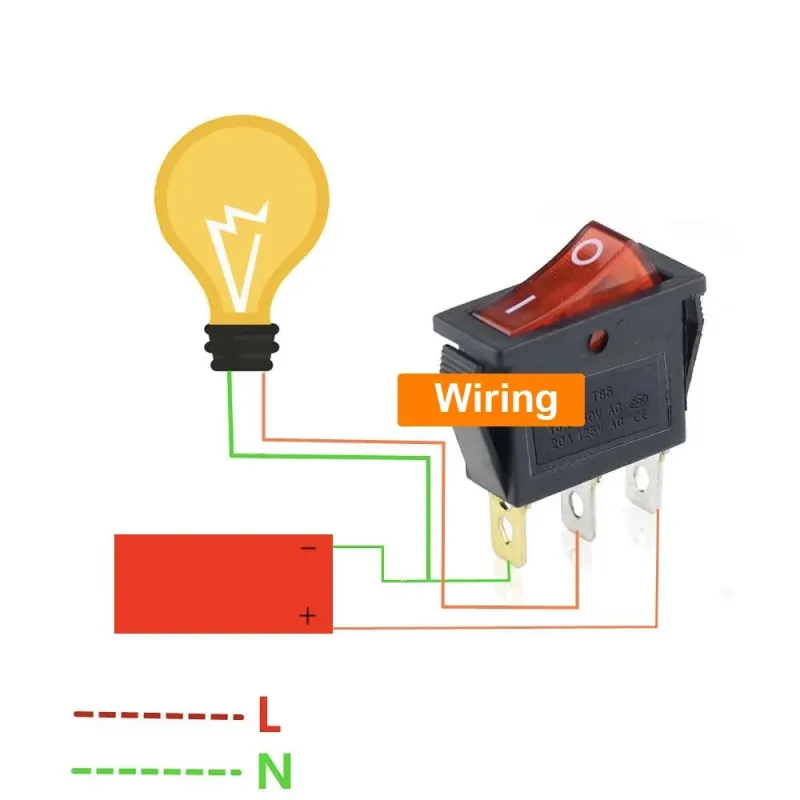 KCD3 ON-OFF Rocker Switch SPST 6 Pin 2-Way 250V 15A - Red KCD3 ON-OFF Rocker Switch SPST 6 Pin 2-Way 250V 15A - Red