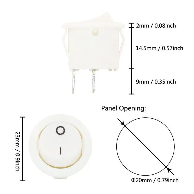ON/OFF Rocker Switch SPST 250V 6A 2 Pin - WHITE ON/OFF Rocker Switch SPST 250V 6A 2 Pin - WHITE