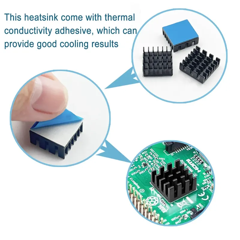 11x11x5 mm Aluminium IC Chip Heatsink Cooler with Thermal Conductive Tape 11x11x5 mm Aluminium IC Chip Heatsink Cooler with Thermal Conductive Tape