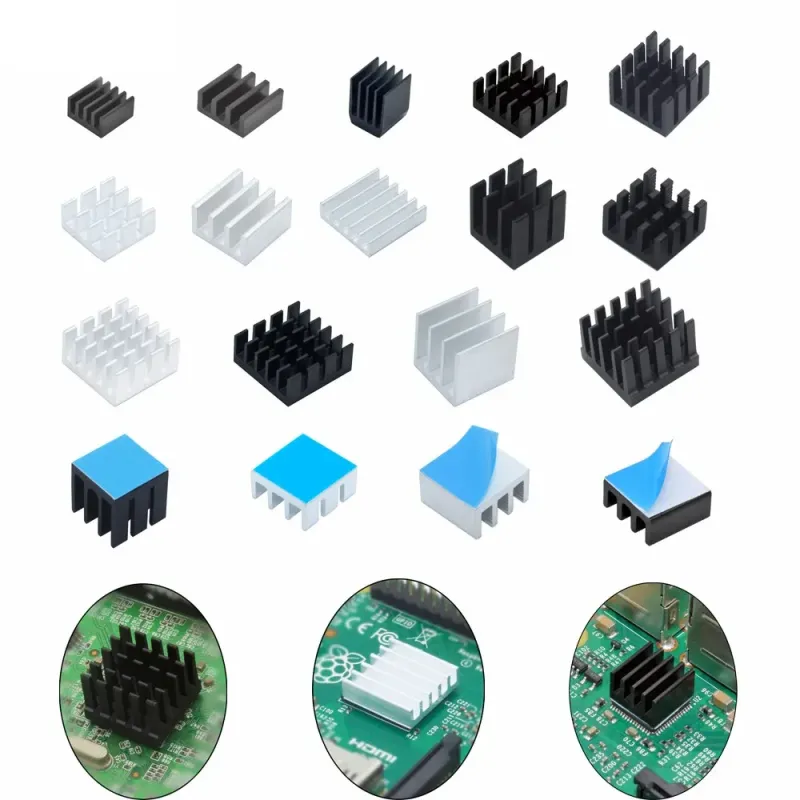 11x11x5 mm Aluminium IC Chip Heatsink Cooler with Thermal Conductive Tape 11x11x5 mm Aluminium IC Chip Heatsink Cooler with Thermal Conductive Tape