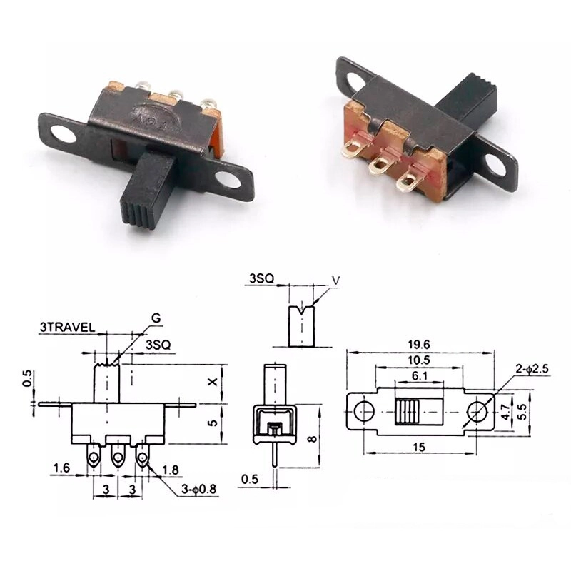 SS12F15VG6 Micro Comutator Glisant 3PIN 2 Poziții 1P2T Comutator ON-Off SS12F15VG6 Micro Comutator Glisant 3PIN 2 Poziții 1P2T Comutator ON-Off