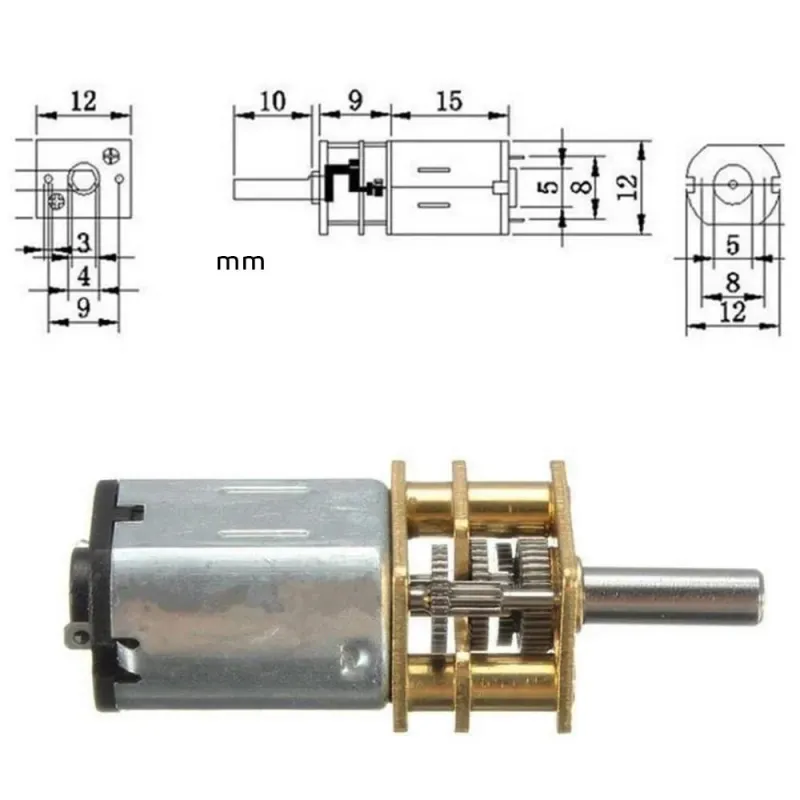 12V 2000rpm Micro Motor cu Angrenaj N20 12V 2000rpm Micro Motor cu Angrenaj N20