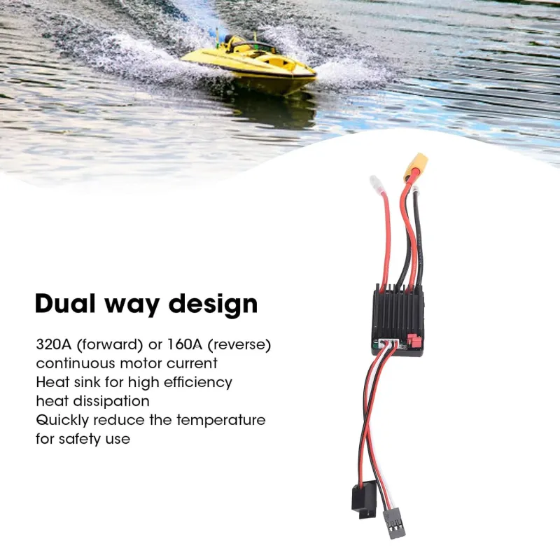 320A Brushed ESC Controller Waterproof Two Way Speed Controller with XT60 320A Brushed ESC Controller Waterproof Two Way Speed Controller with XT60