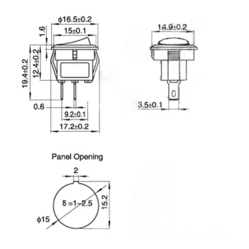 ON/OFF Mini Rocker Switch SPDT 250V 3A 2 Pin - RED ON/OFF Mini Rocker Switch SPDT 250V 3A 2 Pin - RED