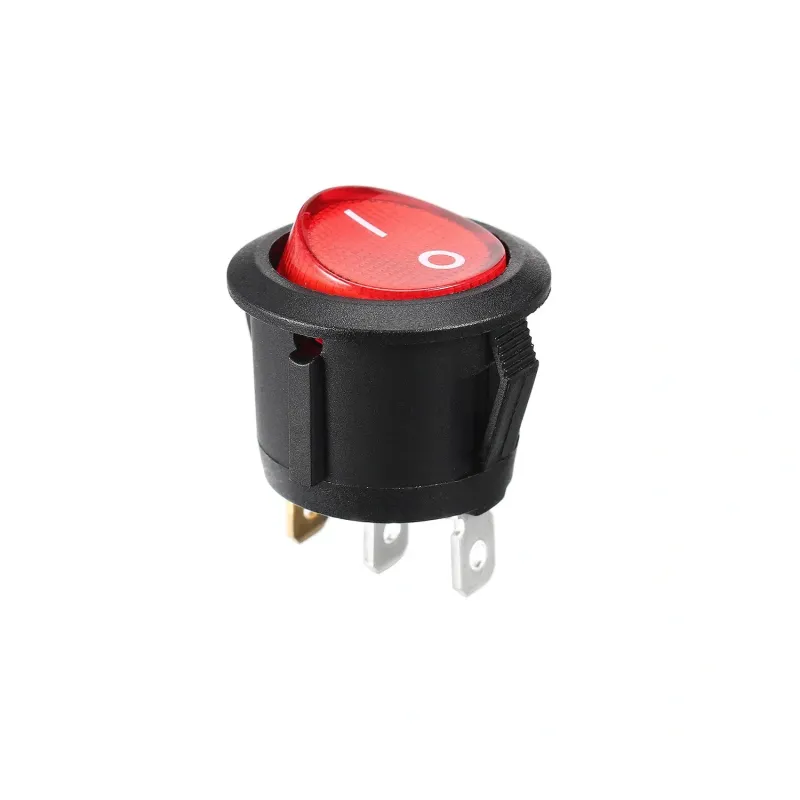 ON-OFF Illuminated Round Rocker Switch 250V 6A 3 Pin KCD1-5-101N - Red ON-OFF Illuminated Round Rocker Switch 250V 6A 3 Pin KCD1-5-101N - Red