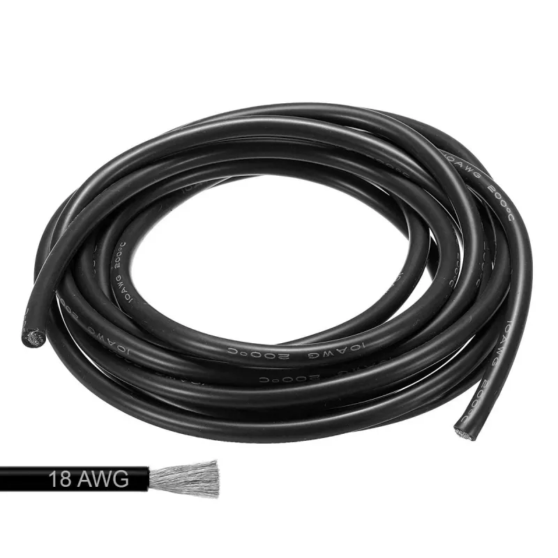Sârmă Siliconică Flexibilă 18 AWG 0,08 mm Cupru Staniat - NEGRU - 1 Metru Sârmă Siliconică Flexibilă 18 AWG 0,08 mm Cupru Staniat - NEGRU - 1 Metru
