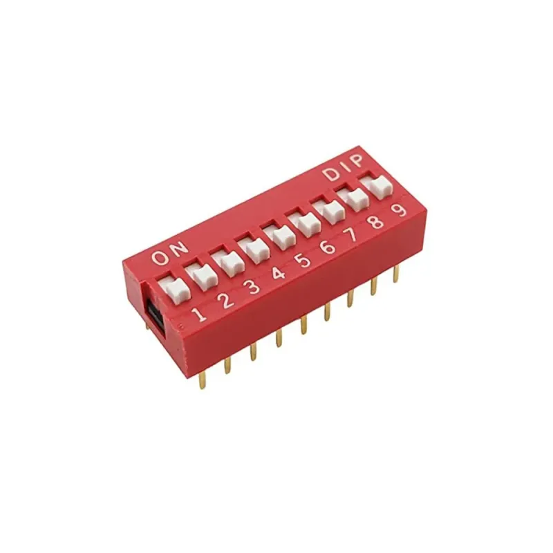 Comutator Dip cu 9 Pini 2,54 mm Roșu Comutator Dip cu 9 Pini 2,54 mm Roșu