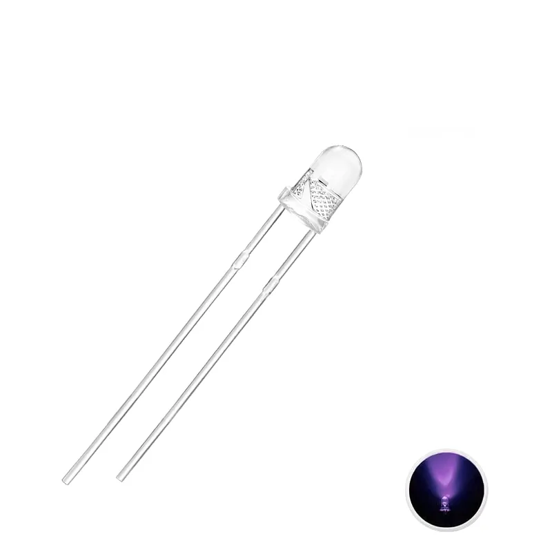 LED 3mm Transparent Purple - UV Led LED 3mm Transparent Purple - UV Led