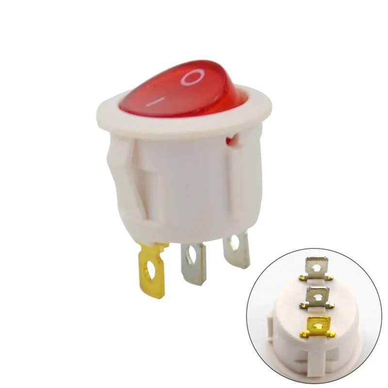 ON/OFF Mini Rocker Switch SPDT Illuminated 250V 6A 3 Pin - WHITE ON/OFF Mini Rocker Switch SPDT Illuminated 250V 6A 3 Pin - WHITE