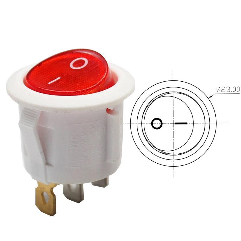 ON/OFF Mini Rocker Switch SPDT Illuminated 250V 6A 3 Pin - WHITE ON/OFF Mini Rocker Switch SPDT Illuminated 250V 6A 3 Pin - WHITE