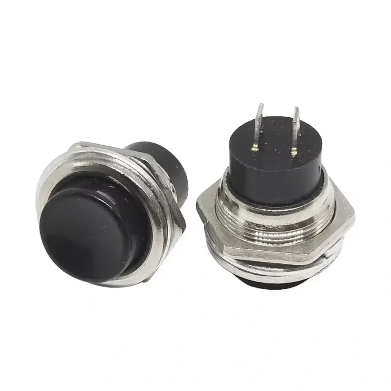 16mm Buton de Împingere Momentan ON-OFF 2A PBS-26B - NEGRU 16mm Buton de Împingere Momentan ON-OFF 2A PBS-26B - NEGRU