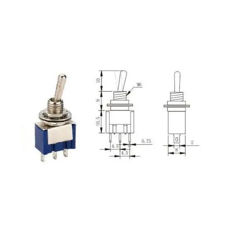 MTS-103 Întrerupător Basculant 250V 3A SPDT ON-OFF-ON MTS-103 Întrerupător Basculant 250V 3A SPDT ON-OFF-ON